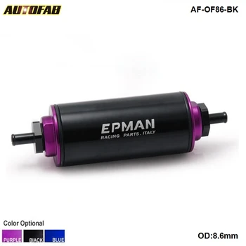 

Racing Ready Inline Fuel Filter 8.6MM with 100 Micron Element Steel SS Universal High Pressure AF-OF86-BK