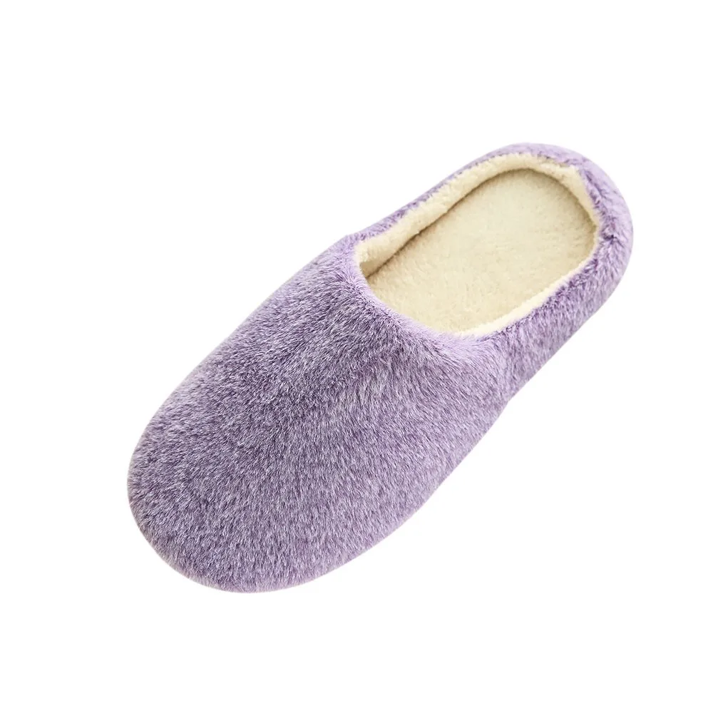 Женские теплые домашние плюшевые мягкие тапочки; нескользящая женская зимняя обувь для спальни; уличные Повседневные тапочки; тапочки - Цвет: Фиолетовый