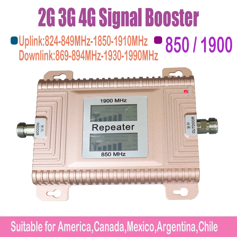 Home office smart 2G 4G 1900mhz signal booster repeater LCD Display 65dB Gain 3G Internet mobile signal booster cdma full sets