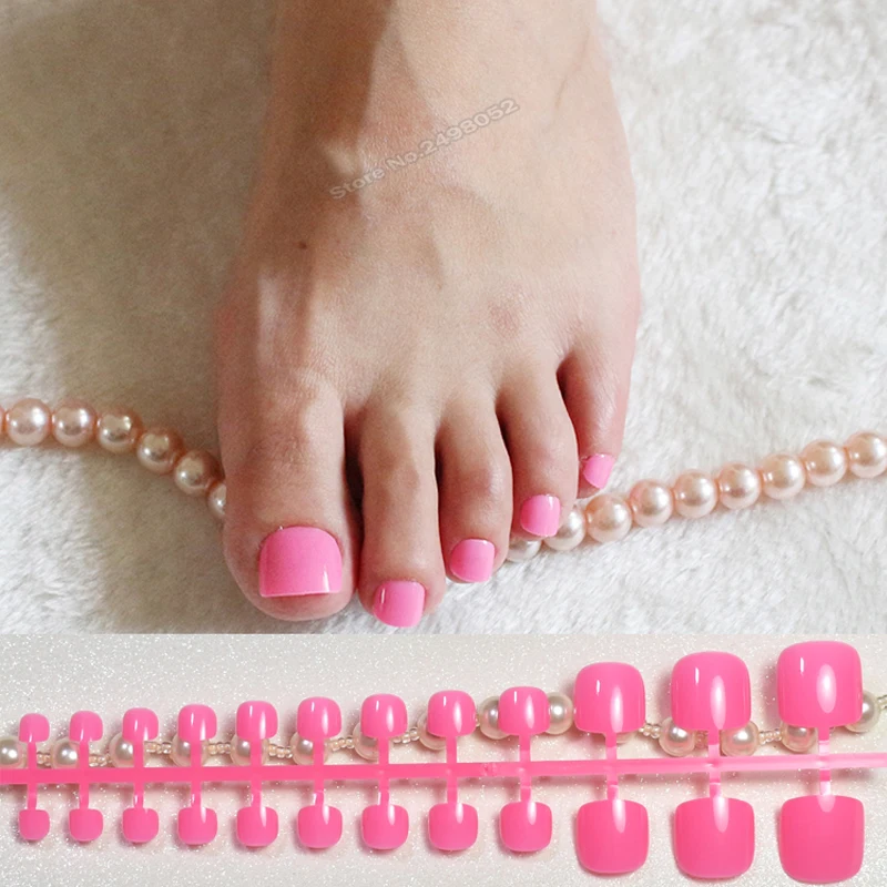 Plastic False Nail Tips For Toe Foot Nails Decorations Lovely Pink Soft