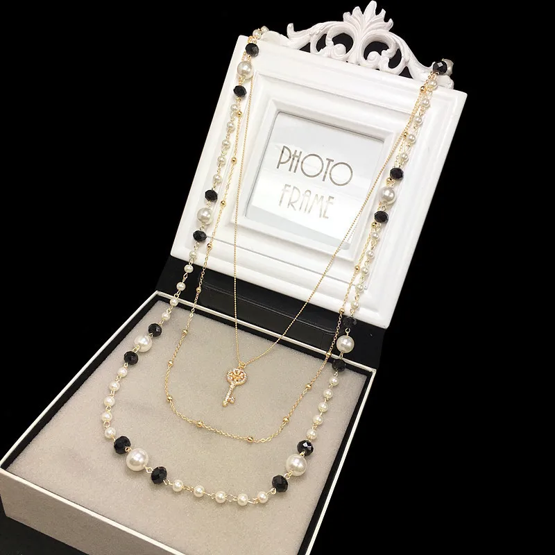 N17 цветной шейный ключ от известного бренда Collier Femme ювелирный свитер с жемчугом