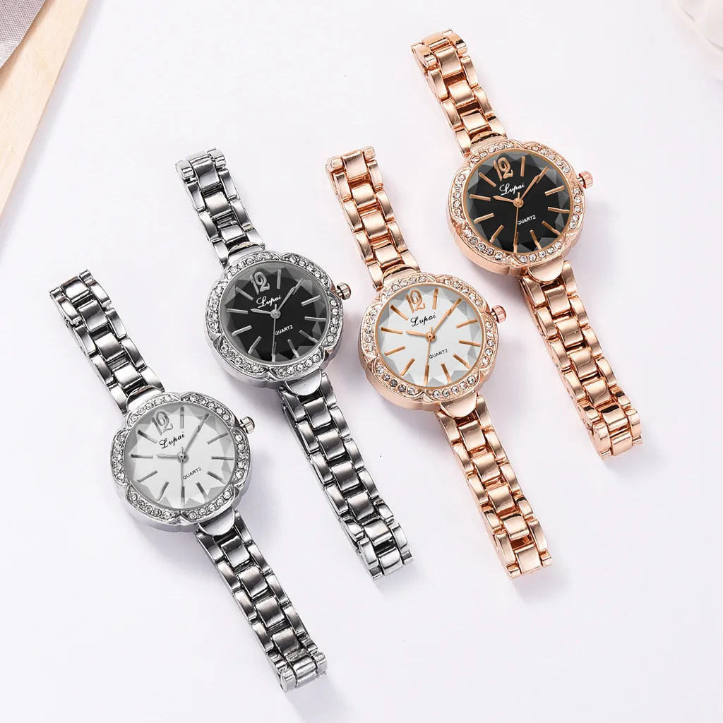 Маленькие европейские Простые повседневные изящные часы-браслет, женские наручные часы, нарядные часы, подарки, наручные вечерние часы, украшенные розой