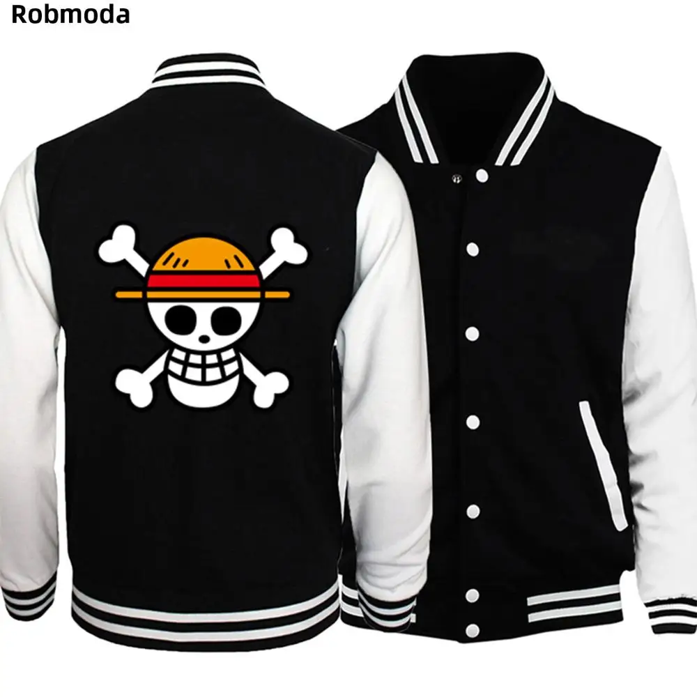 

Bomber Jacket 2019 Spring Japanese Anime One Piece Luffy Men Jacket Coat Baseball Men's Jackets Fashion Cosplay Costume Hoodies