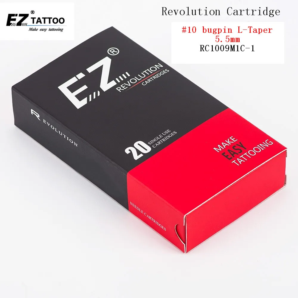 

RC1009M1C-1 EZ Revolution Cartridge Needles Curved Magnum #10 Bugpin Tattoo Needles 5.5 mm Long Taper for Cartridge Tattoo Pen