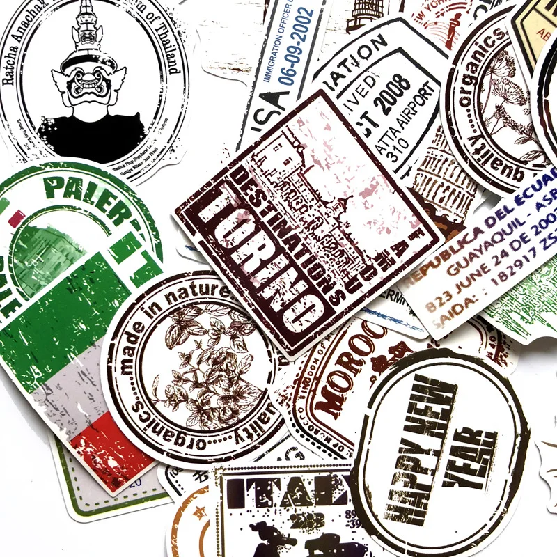 60pcs Tourist Style Waterproof PVC Graffiti Sticker Stamp Label Paper Luggage Box Guitar Vehicle Sticker No Repetition Stickers 60pcs Tourist Style Waterproof PVC Graffiti Sticker Stamp Label Paper Luggage Box Guitar Vehicle Sticker No Repetition Stickers