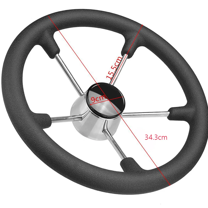 Рулевое колесо для лодки Skidproof 25 градусов морской яхты из нержавеющей стали руль с 5 спицами подходит для 13~ 1/2''