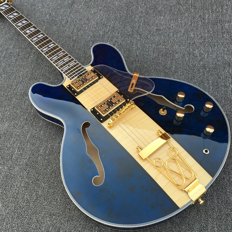 Custom 335 Jazz Electric Guitar Semi Hollow Body Archtop Guitar, Flamed