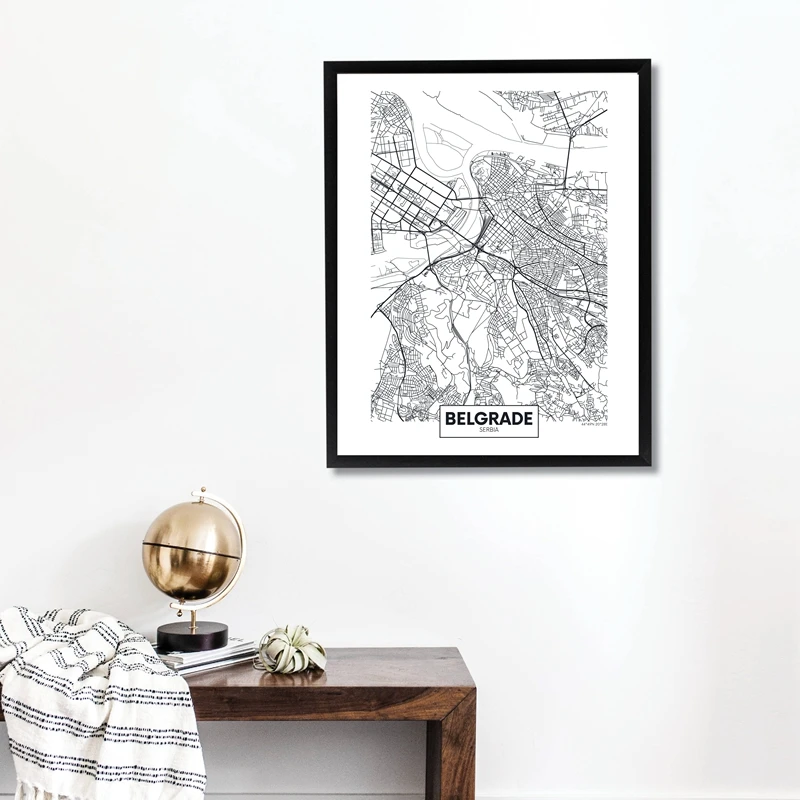 city map Belgrade canvas prints