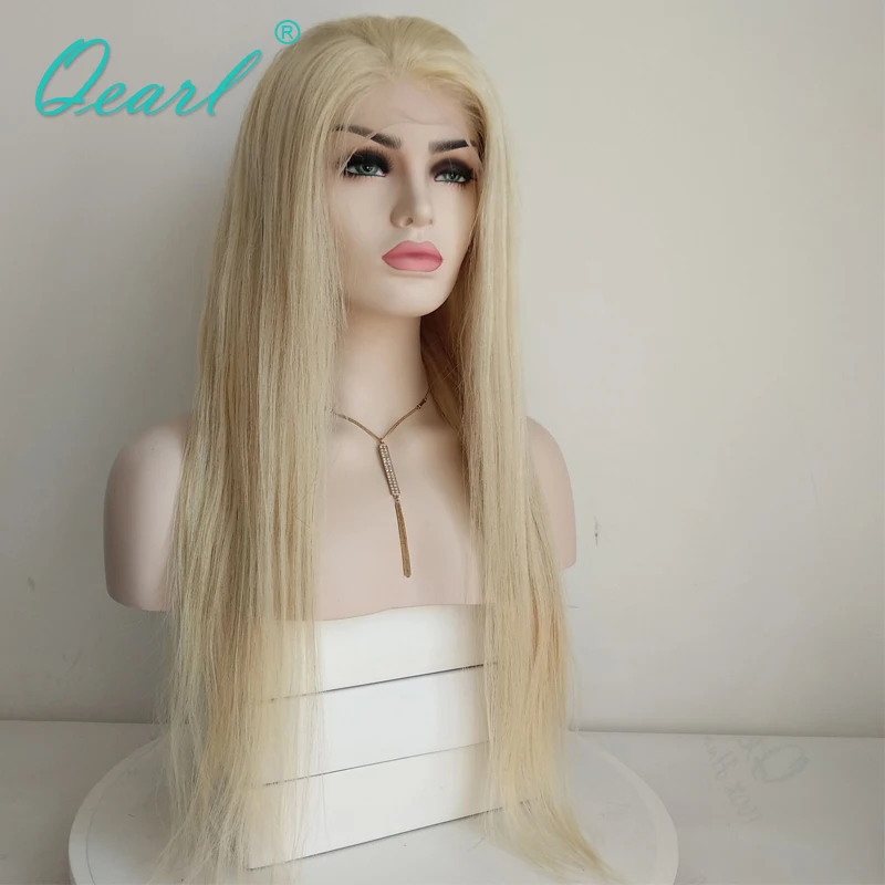 

Straight Full lace Wig Small Size Transparent Clear Lace Blonde Color Wigs Preplucked Brazilian Remy Hair Thick Density Qearl