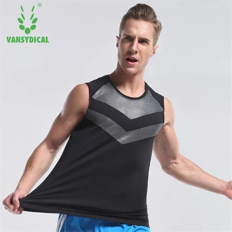 Vansydical Men Running Vests Training Workout Gym Tank Tops Sports