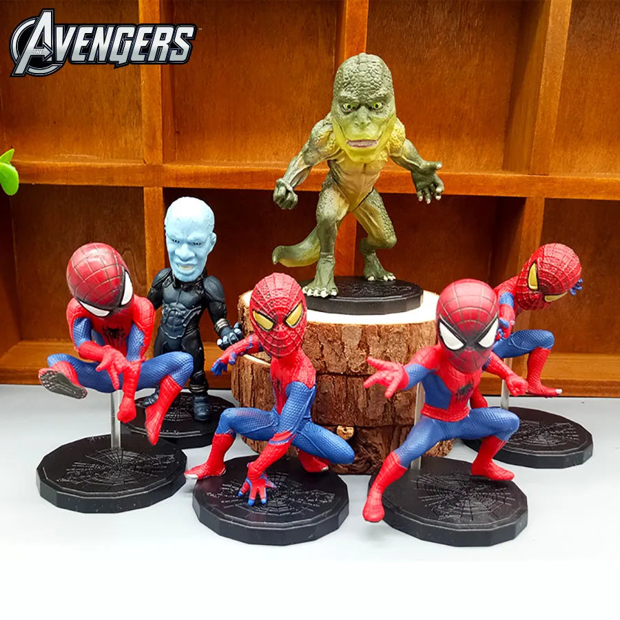 

10cmX5cm Mini Spider Man Avengers Dinosaur Male Nightghost Figure Set Superhero Spider-man Boys Toy PVC Model Collection Kid Toy