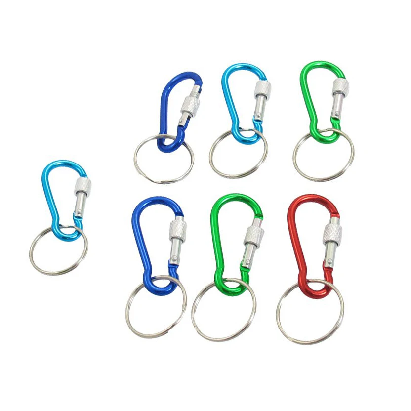 

SAF-7 Pcs 5# Screw Lock Mini Multicolor Aluminum Carabiner Hook w Keyring