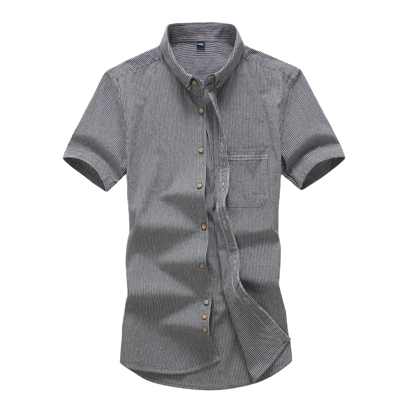 size 38 44 Male casual shirt 100cotton Short sleeve men Striped shirts