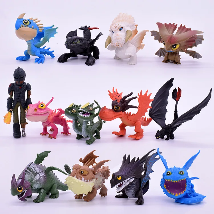 

13pcs/lot How To Train Your Dragon 2 PVC Figure Toys Hiccup Toothless Skull Gronckle Deadly Nadder Night Dragon Figures Fury