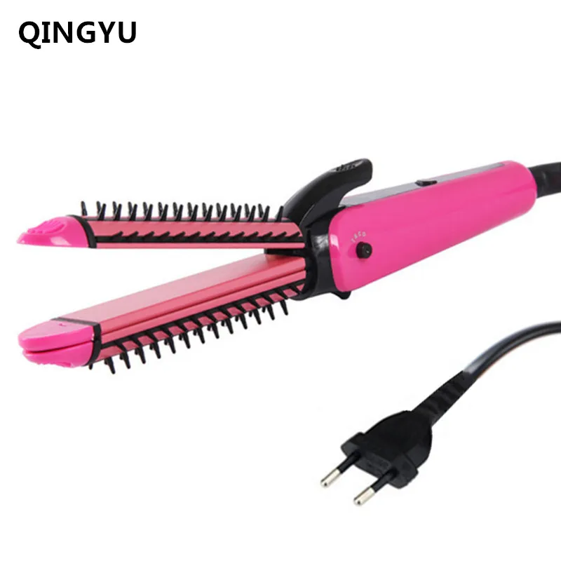 

Straightening Corrugated Iron Ceramic Hair Straightener and Hair Curler Professional Curling Wand Iron Hair Styling Tools 3 in 1