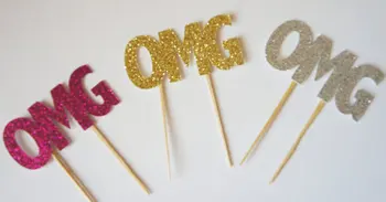 

OMG Glitter Cupcake Toppers birthday Wedding Bridal Shower Engagement Party food picks