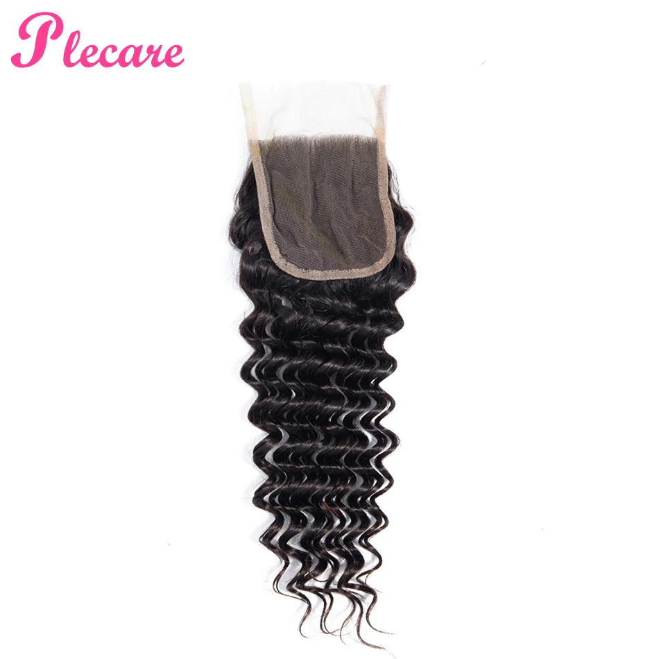 Plecare Lace Closure Malaysian Deep Wave 4*4 Lace Frontal Closure 1 Pcs Natural Color Non-remy 100% Human Hair Extensions
