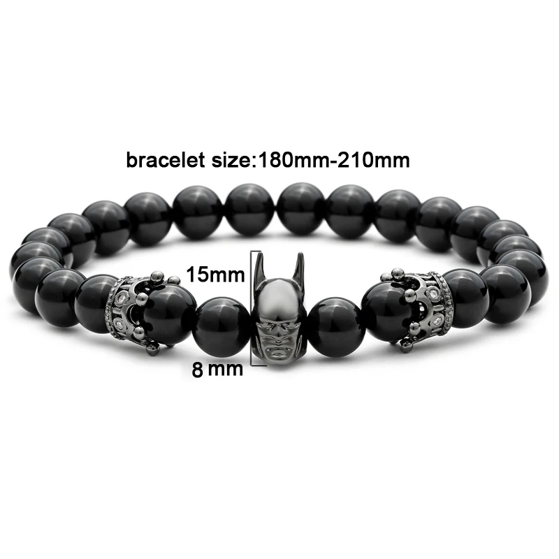 Mcllroy Men bracelets & bangles Crown Batman Natural Stone Beads Charm Bracelets for women pulsera hombres men jewelry Christmas