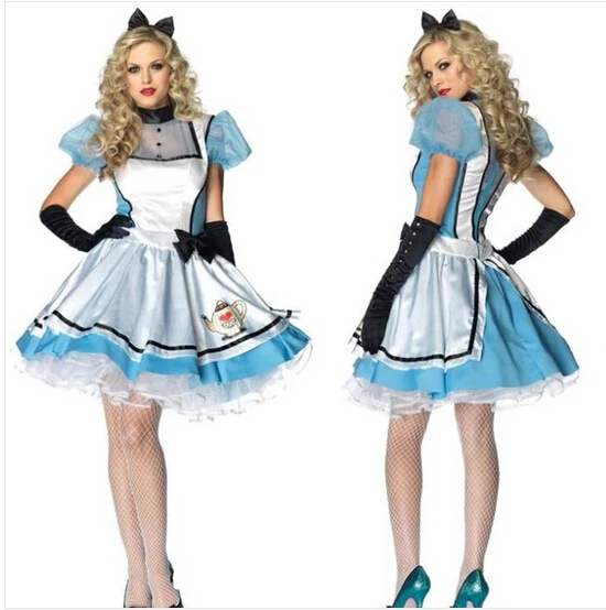 Alice Im Wunderland Kostum Fur Frauen Erwachsene Alice Cosplay Kostum Blau Fancy Kleid Fantasie Halloween Kostume Fur Frauen Alice In Wonderland Costume Halloween Costumefancy Dress Aliexpress