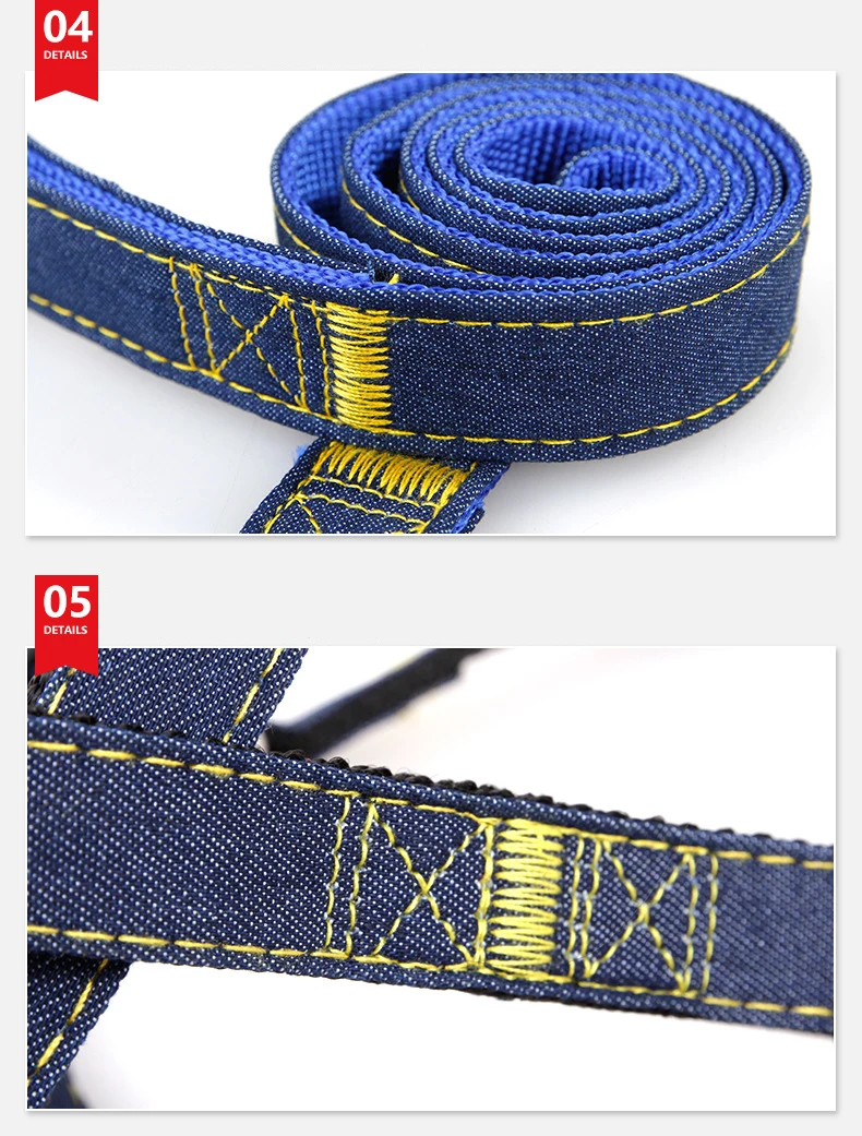 Pet Harness Jean Collar Chest Strap Rope Set Outdoor Sports Safety Lead Leash For Small Large Dogs Cat S M L XL Cloth Dog Chains (6)