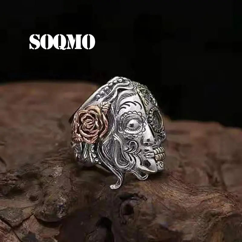 Мужское и женское Винтажное кольцо SOQMO в стиле панк с изображением Будды из 100%