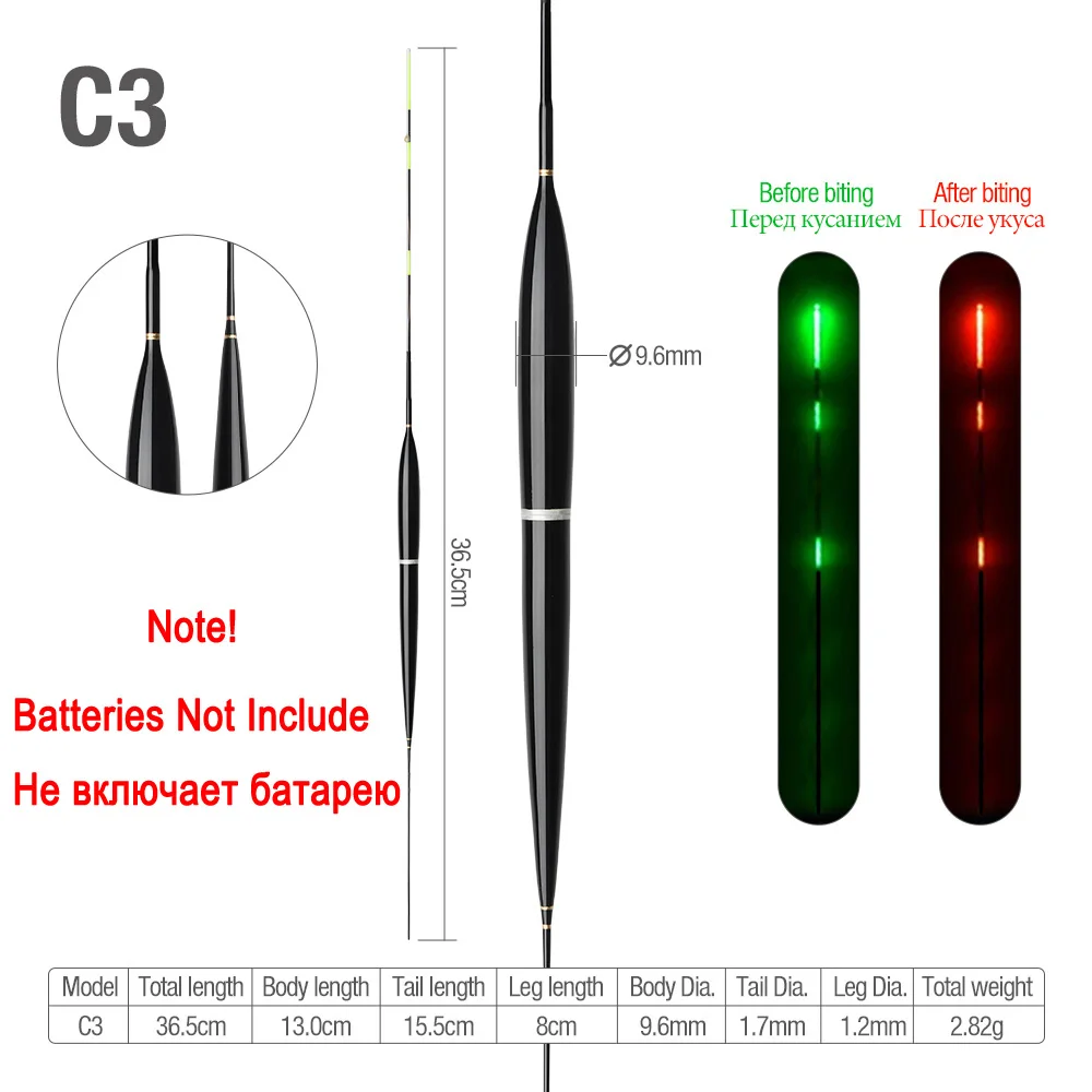 DONQL умный светодиодный светильник, поплавок для рыбной ловли, автоматически напоминающий светящийся поплавок, Электрический ночной рыболовный буй без батареи - Цвет: C3 (NO Battery)