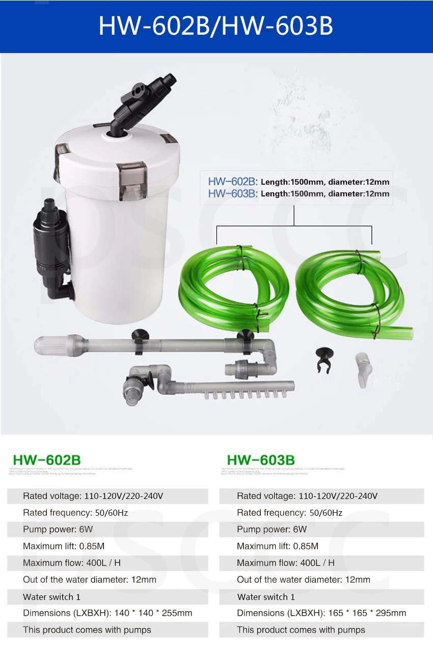 110-240V SUNSUN Tank External filter hw602b / HW-602B Mini Aquarium External Canister Filter.SUNSUN HW602 HW-603B/HW603B/HW603