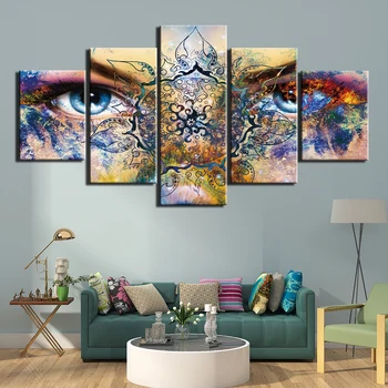 

5 Piece Abstract Face Wall Art Pictures Canvas Painting HD Prints And Posters for Living Room Home Decoration Giclee Modern Art