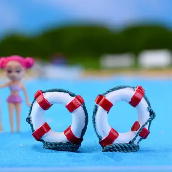 

2Pcs Miniature Dollhouse DIY Craft Fairy Garden Life Woodeen Buoy Wall Decor