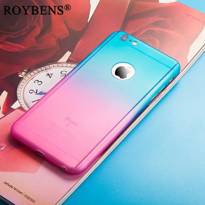 Чехол для iPhone 6 S Plus роскошный градиентный Жесткий коврик Покрытие ПК 360 градусов