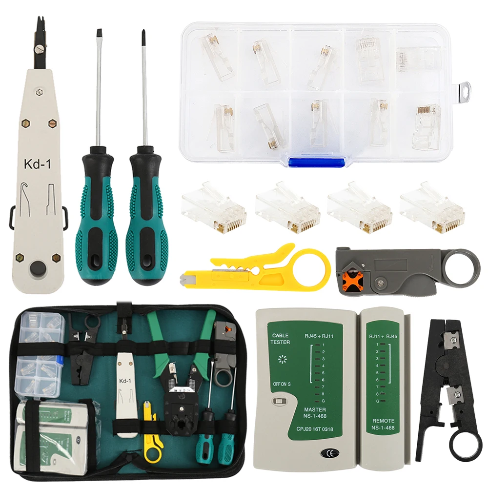

11pcs/set Portable LAN Network Repair Tool Kit Cable Tester AND Plier Crimp Crimper Plug Clamp PC