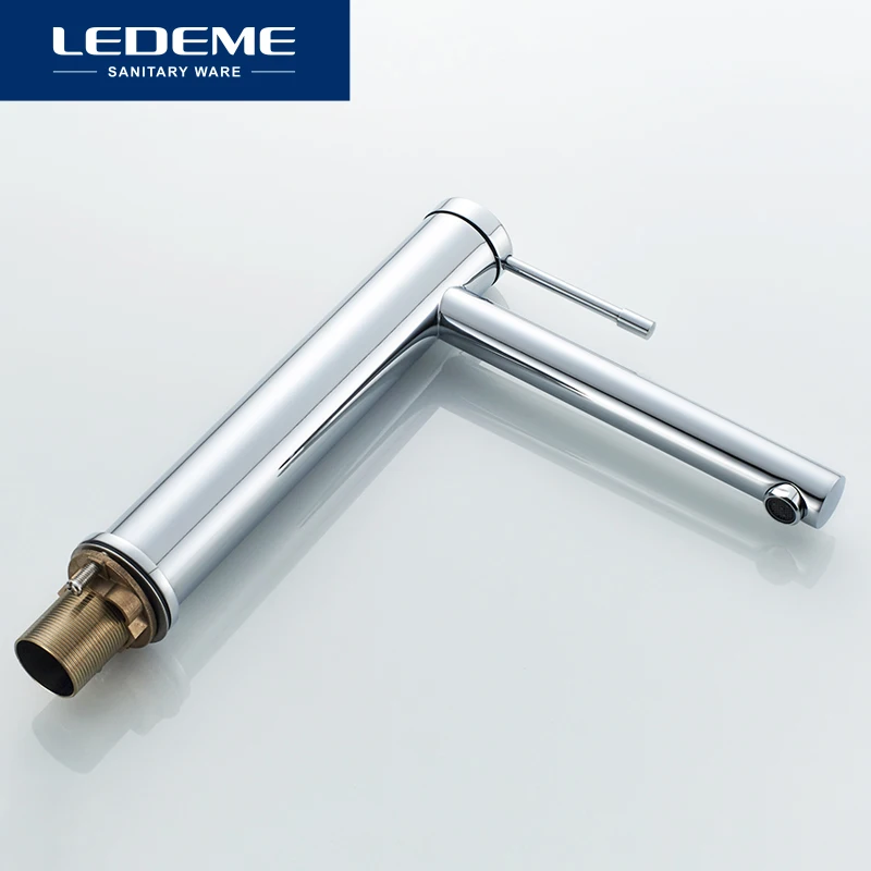 Günstige LEDEME Becken Armaturen Heißer und Kalten Chrom finish Messing Wc, Waschbecken Bad Hohe Wasserhahn Wasser Kran Gold Becken Mischbatterie l1147
