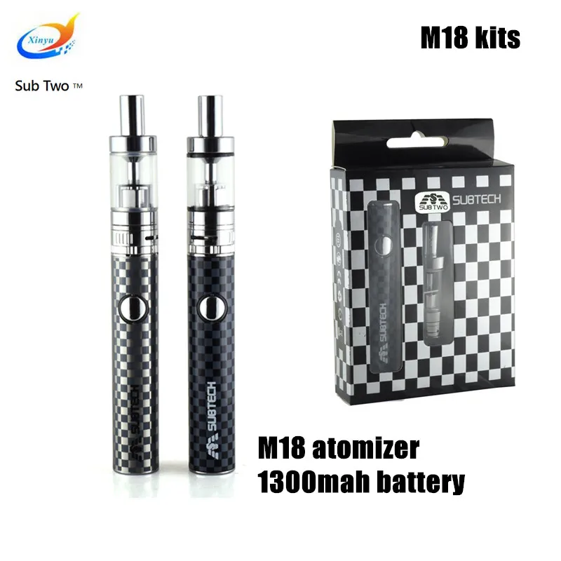 

Electronic cigarette M18 kit 1300mah battery 0.5ohm 1.8ml vocc coil atomizer electronic hookah for liquid vape kit vaporizer pen