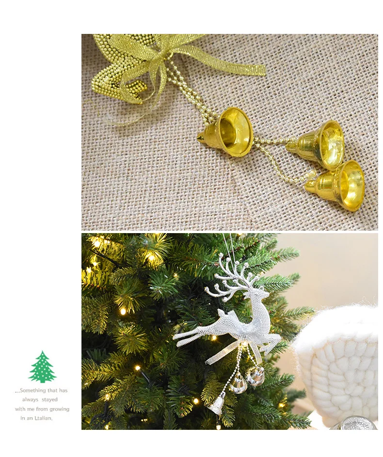Пластиковые украшения для рождественской елки, рождественские украшения для дома, украшение для рождественской елки с колокольчиком