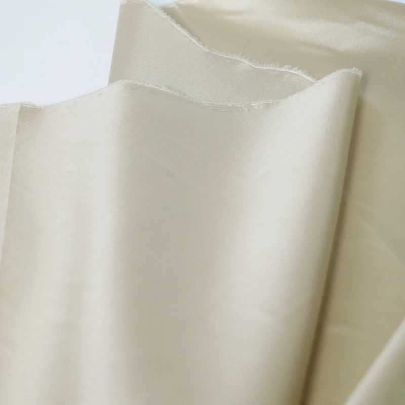 100cm*140cm Elegant beige silk taffeta fabric yarn dyed pure silk wedding evening gown material