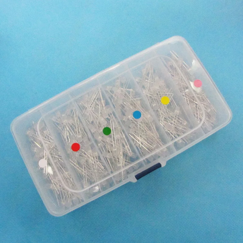 

10 pcs/color 6 color 5mm Blue Green White Yellow Red Pink LED Foggy Lamp Plug-in DIY Assorted Kit DIP with Mini Storange Box