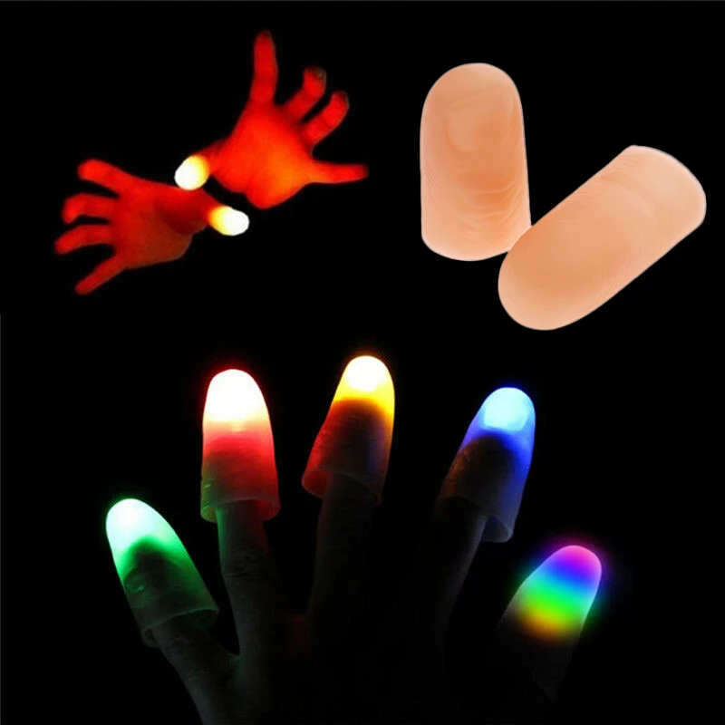 1 Pair Creative Magic Makers Red Light Up Thumb Tips With LED Red Magic Thumb Tip Light Illusion Soft Standard Size 2 Pcs Props