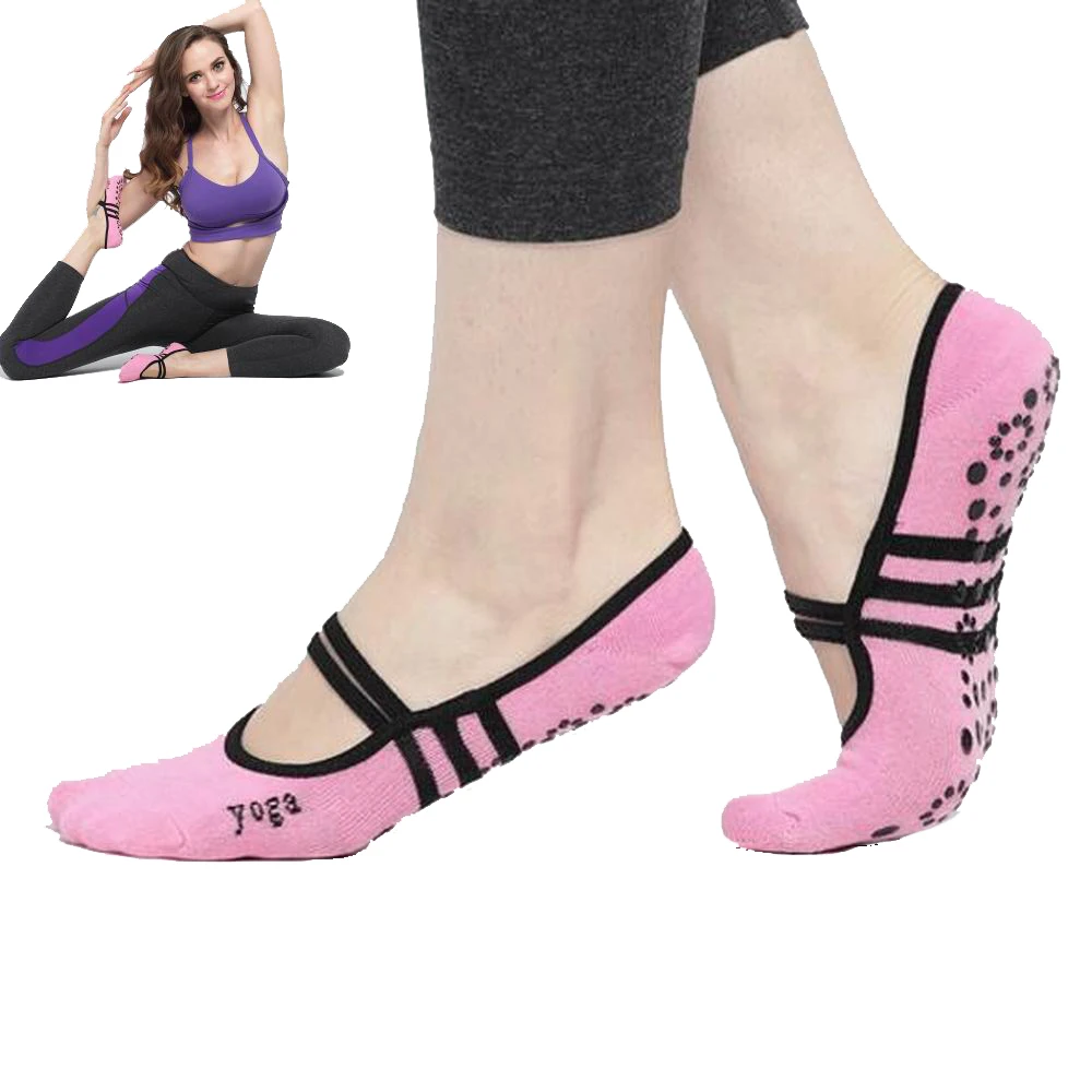 2017 Hot Cotton Yoga Socks Women Black Pink Pilates Socks Massage Anti