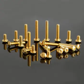 

20Pcs M2 Titanium Plating Gold Allen Screw Semi-round Head Hexagonal Bolt (6/8/12mm Length)