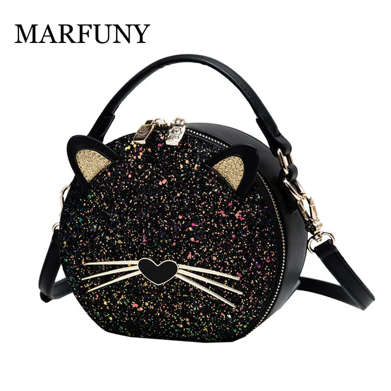 Женская модная сумка через плечо в форме кота, Женская круглая сумка из искусственной кожи, женская сумка через плечо с кошачьими ушками, сумка через плечо