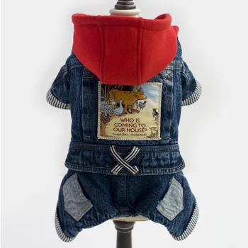 

New Dog Clothes Coverall For Dogs Cute Puppy-Clothes Designer Dog Jumpsuit Thick Hooded Siamese clothes