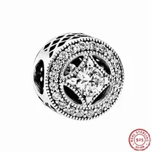 Популярный 925 стерлингового серебра прозрачный CZ винтажный Allure ажурная бусина-Шарм DIY Fit PANDORA Подвески для женщин Изготовление ювелирных изделий FL442