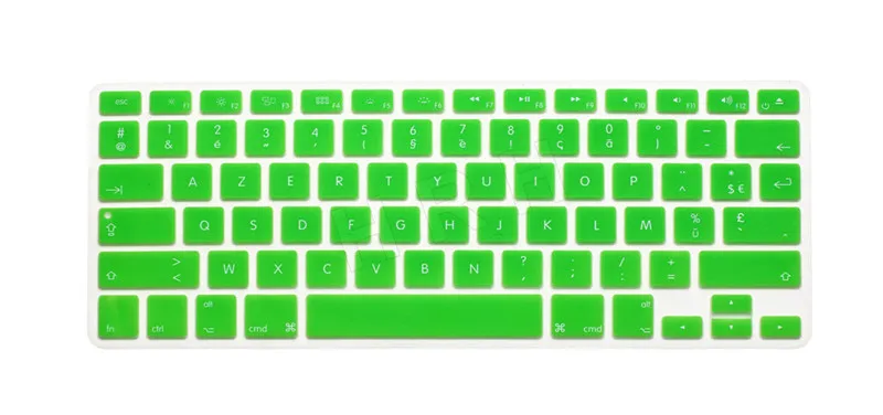 HRH AZERTY французский язык силиконовый чехол клавиатура кожи протектор для Macbook Air Pro retina 1" 15" 1" английская версия - Цвет: Green