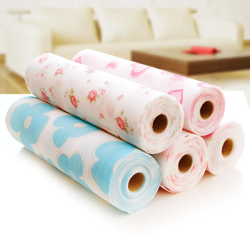 

1 Roll DIY Table Cloths Mutifunctional Table Mat Drawer Wardrobe Mat PET Waterproof Pastorale Non-slip Mat Tableware