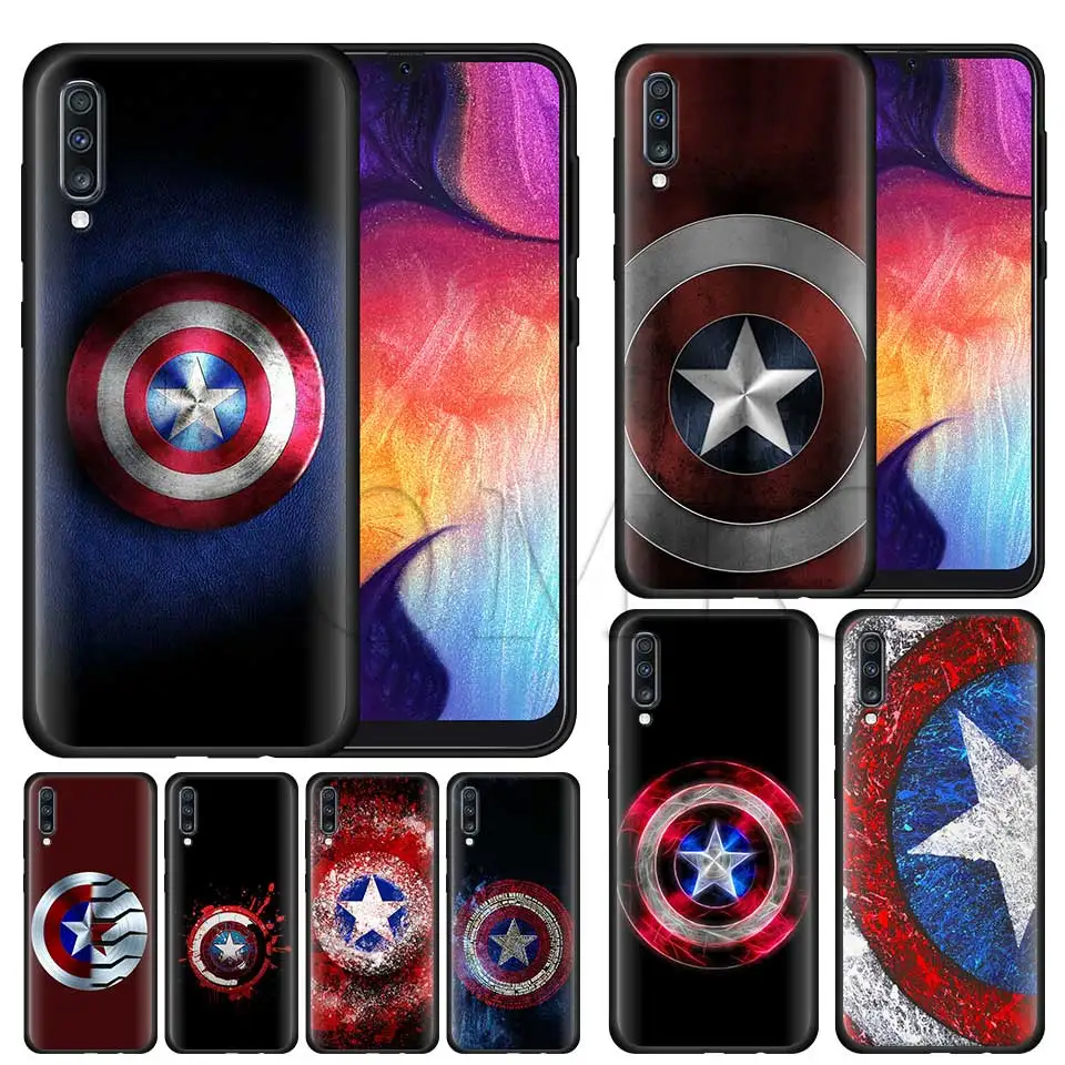 

Marvel comic Captain America Silicone Soft Case for Samsung Galaxy A50 A40 A70 A30 A20 A80 A6 A7 A8 Plus A9 2018 Black Case Coqu