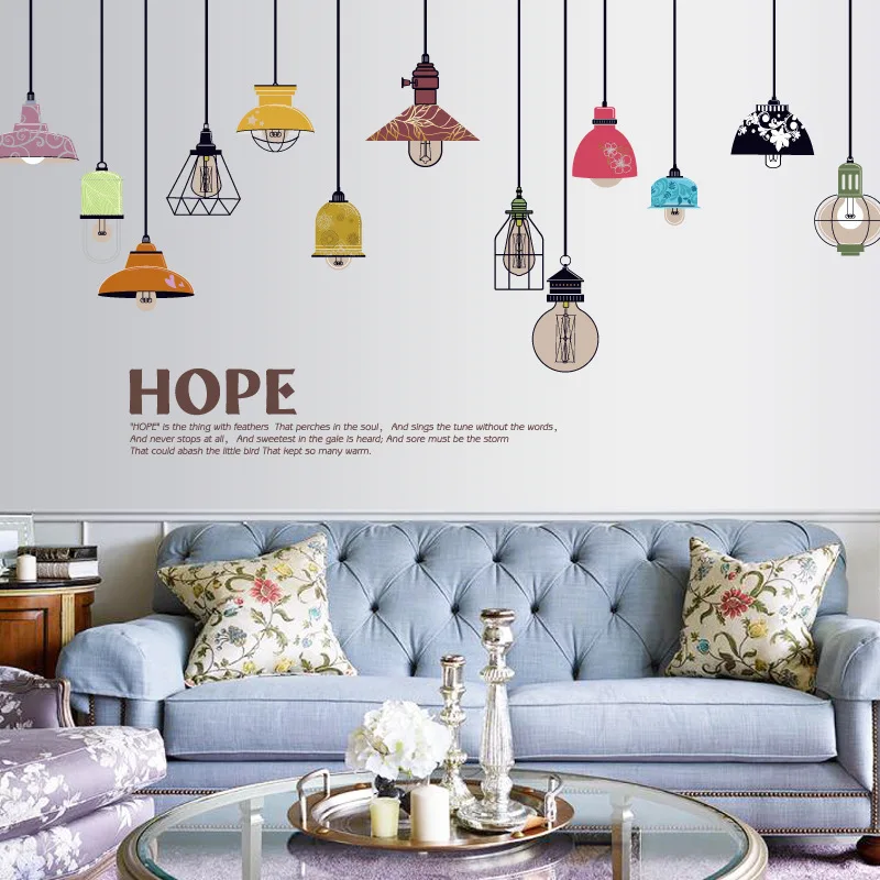 DIY Creative Colorful Chandelier Kitchen Decorative Wall Stickers Nordic style Living Room Home Decor Decals Poster Mural
