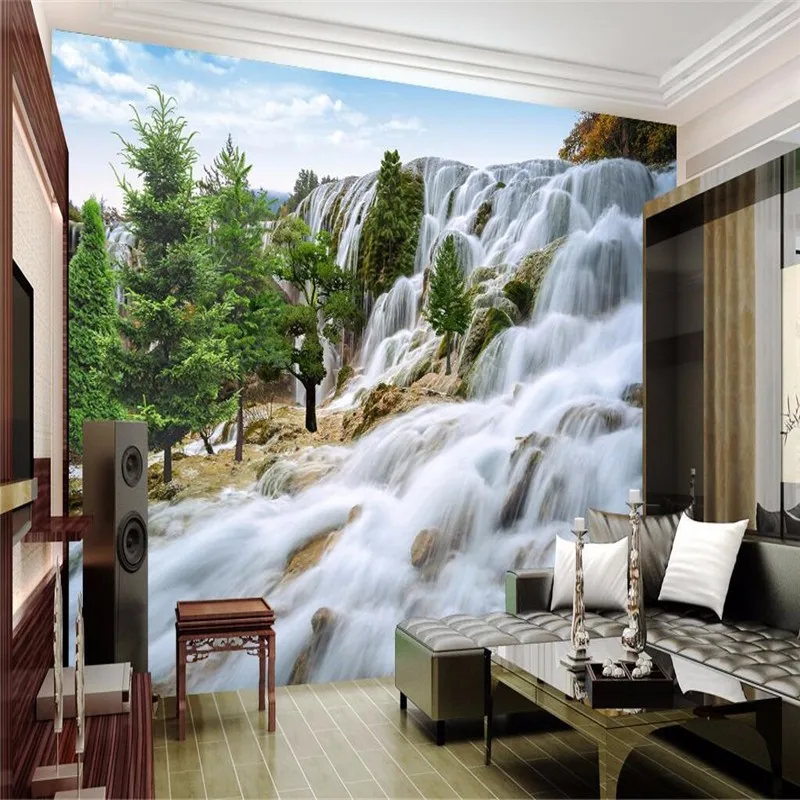 Custom-painting-for-living-room-Rocky-mountain-waterfall-art-Photos-background-photography-bedroom-murals-3d-wall (1)