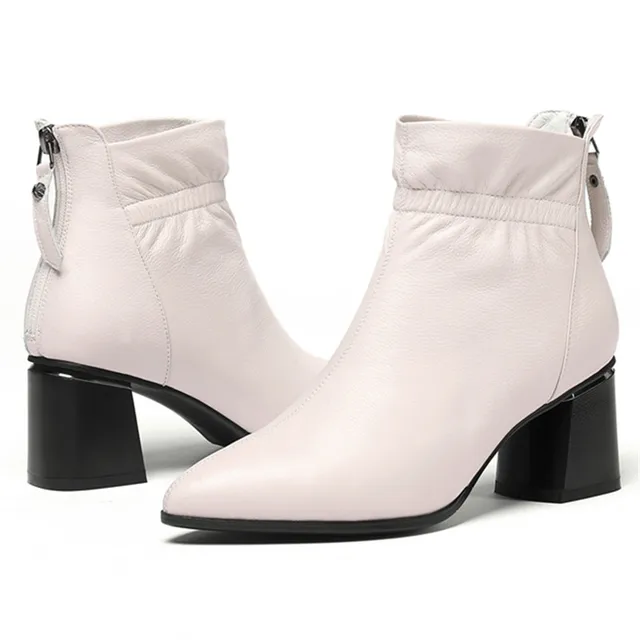 Real Soft Leather Ankle Boots Ladies Larger Size 42 Autumn Shoes Female