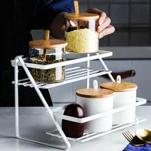 Кухня БЫТОВОЙ кованого железа столешница стеллаж для хранения многослойный держатель для ванной бутылочка, бутылка стойка отделочная полка ZP7151520