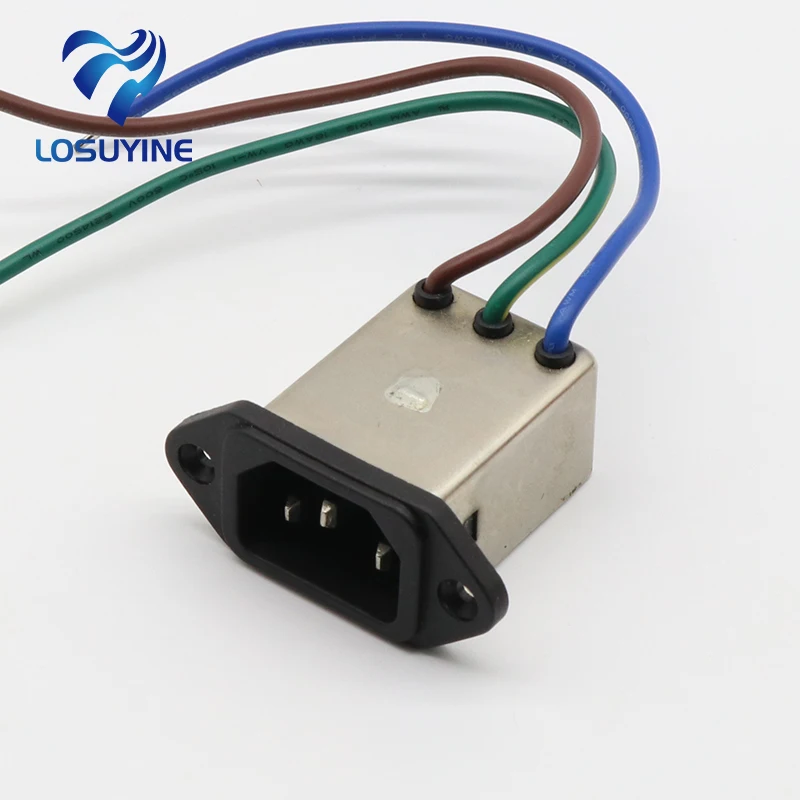 

panel mounting 3 pins ac socket 8A EMI filter 115/250VAC 8A 50/60Hz High & Low Corp. EMI power filter Connector